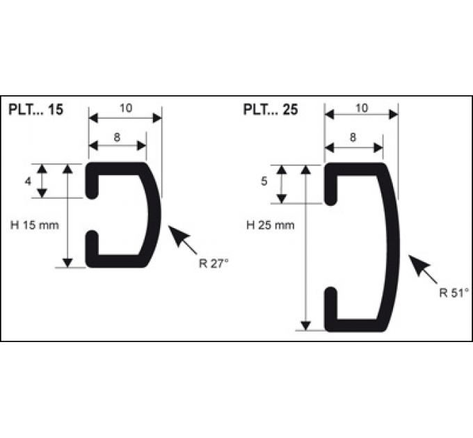 Алюминиевая анодированная раскладка PLT 15; PLT 25